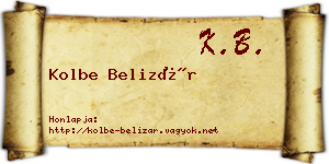 Kolbe Belizár névjegykártya